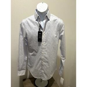 Michael Kors Mens Slim Fit Shirt Cotton Linen Stretch Size S (14 - 14.5) 32/33